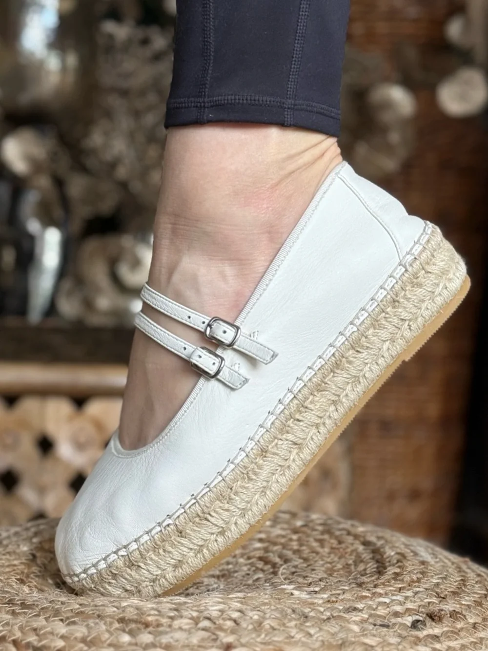 Genuine leather Mary Jane Ballet Flats with Double Buckle Straps lightweight - Picture 10 of 11